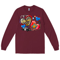 Burgundy western leopard  police hearts Long Sleeve Tee - AdoDesignShop
