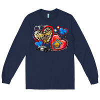 Navy western leopard  police hearts Long Sleeve Tee - AdoDesignShop