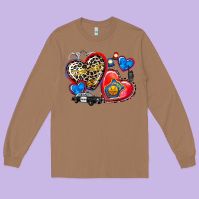 Western Leopard  Police Hearts Long Sleeve Tee Designed By Adodesignshop