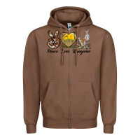 Chestnut Peace Love Kangaroo Zipper Hoodie - LillyAllenDesigns