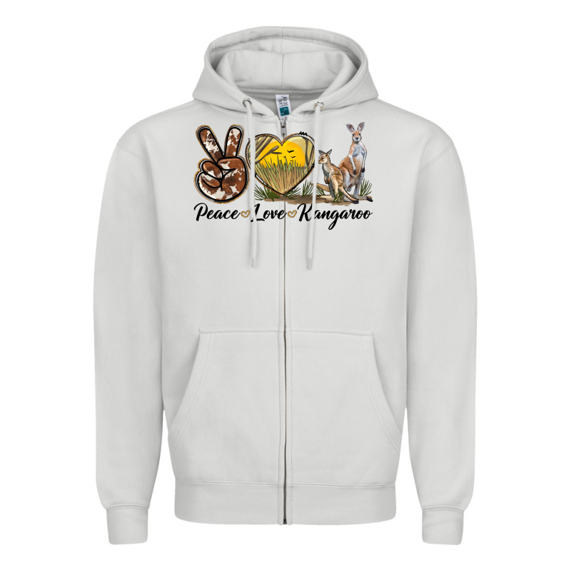 Peace Love Kangaroo Zipper Hoodie by LillyAllenDesigns | Teevron