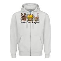 Dove Grey Peace Love Kangaroo Zipper Hoodie - LillyAllenDesigns