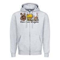 Heather Grey Peace Love Kangaroo Zipper Hoodie - LillyAllenDesigns