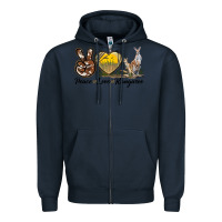 Navy Peace Love Kangaroo Zipper Hoodie - LillyAllenDesigns