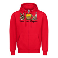 Red Peace Love Kangaroo Zipper Hoodie - LillyAllenDesigns