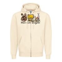 Sandshell Peace Love Kangaroo Zipper Hoodie - LillyAllenDesigns