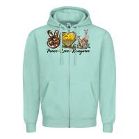 Seafoam Peace Love Kangaroo Zipper Hoodie - LillyAllenDesigns