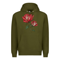 Army Green Love Rose Premium Hoodie - LillyAllenDesigns