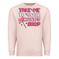 Pale Pink take me to your candy shop Premium Sweatshirt - MaliasSmallBusiness