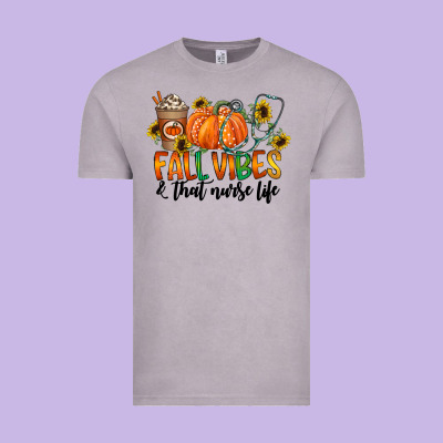 Fall Vibes And That Nurse Life Vintage Tee Designed By Cowhidedigitalart