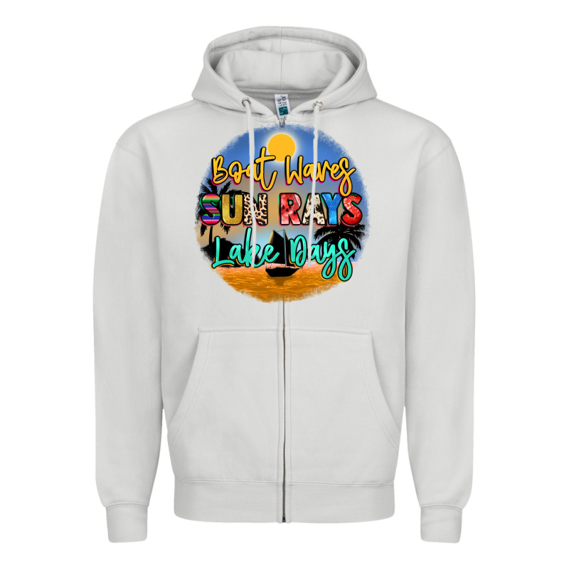 Boat Waves Sun Rays Lake Days Zipper Hoodie by NancyCooperArtShop | Teevron