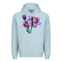 Blue Mist Pasque Flower Illustrations Premium Hoodie - LillyAllenDesigns