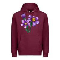 Burgundy Pasque Flower Illustrations Premium Hoodie - LillyAllenDesigns