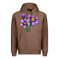 Chestnut Pasque Flower Illustrations Premium Hoodie - LillyAllenDesigns