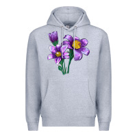 Heather Grey Pasque Flower Illustrations Premium Hoodie - LillyAllenDesigns
