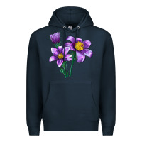 Navy Pasque Flower Illustrations Premium Hoodie - LillyAllenDesigns