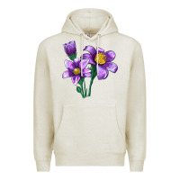 Oatmeal Heather Pasque Flower Illustrations Premium Hoodie - LillyAllenDesigns