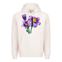 Pale Pink Pasque Flower Illustrations Premium Hoodie - LillyAllenDesigns