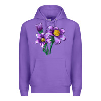 Purple Pasque Flower Illustrations Premium Hoodie - LillyAllenDesigns