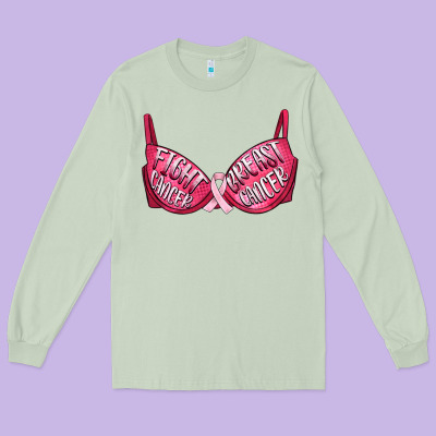 Fight Cancer Breast Cancer Bra Long Sleeve Tee Designed By Artiststas