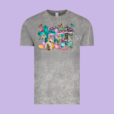Western Rabbit With Cross And Flowers Vintage Tee Designed By Neo Western