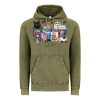 Vintage Olive cat coffee cups Vintage Hoodie - Zillion Design Studio