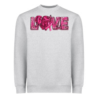 Heather Grey Breast Cancer Love Heavyweight Sweatshirt - texasbilliewilder