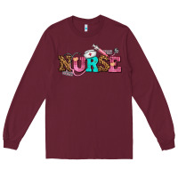 Burgundy nurse with nurse element Long Sleeve Tee - AdoDesignShop