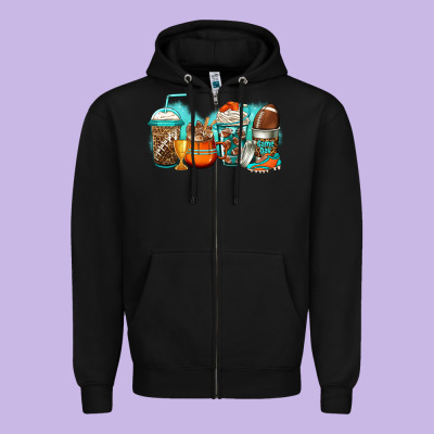 American Football Coffee Zipper Hoodie Designed By Jasminsmagicworld