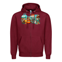 Burgundy American football coffee Zipper Hoodie - Jasminsmagicworld