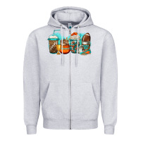 Heather Grey American football coffee Zipper Hoodie - Jasminsmagicworld