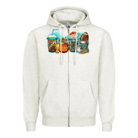 Oatmeal Heather American football coffee Zipper Hoodie - Jasminsmagicworld