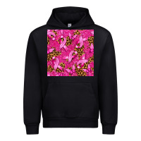 Black breast cancer with ribbon and butterfly seamless p Urban Hoodie - texasbilliewilder