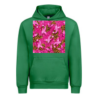 Emerald breast cancer with ribbon and butterfly seamless p Urban Hoodie - texasbilliewilder