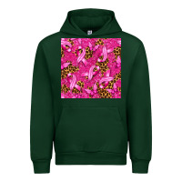 Forest Green breast cancer with ribbon and butterfly seamless p Urban Hoodie - texasbilliewilder