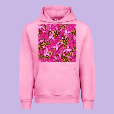 Breast Cancer With Ribbon And Butterfly Seamless P Urban Hoodie Designed By Texasbilliewilder