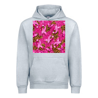 Heather Grey breast cancer with ribbon and butterfly seamless p Urban Hoodie - texasbilliewilder