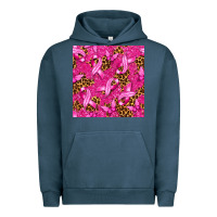 Pigment Midnight Navy breast cancer with ribbon and butterfly seamless p Urban Hoodie - texasbilliewilder