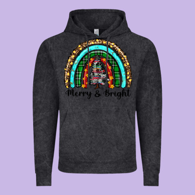 Merry And Bright Rainbow Christmas Vintage Hoodie Designed By Ranaportraitstore