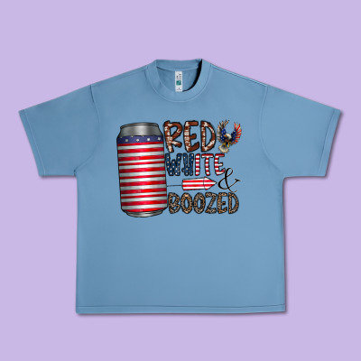 Red White  Boozed Urban Heavy Tee Designed By Cowhidedigitalart