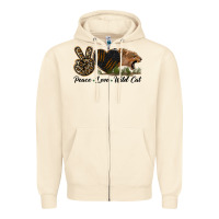 Sandshell Peace Love Wild Cat Head Zipper Hoodie - LillyAllenDesigns
