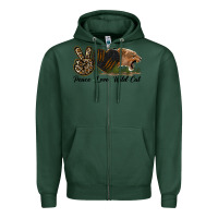 Sports Green Peace Love Wild Cat Head Zipper Hoodie - LillyAllenDesigns
