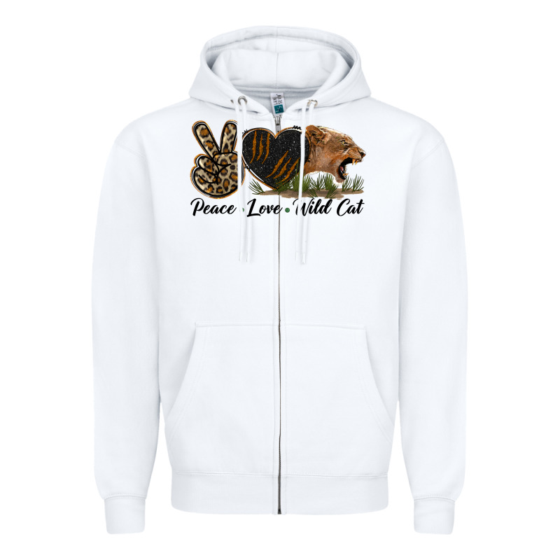 Peace Love Wild Cat Head Zipper Hoodie by LillyAllenDesigns | Teevron