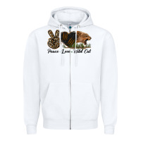 White Peace Love Wild Cat Head Zipper Hoodie - LillyAllenDesigns