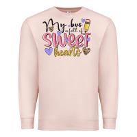 Pale Pink my bus full of sweet hearts Premium Sweatshirt - MaliasSmallBusiness