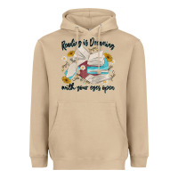 Mushroom reading is dreaming with your eyes open Heavyweight Hoodie - MaliasSmallBusiness