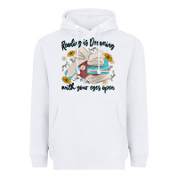 White reading is dreaming with your eyes open Heavyweight Hoodie - MaliasSmallBusiness
