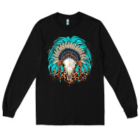 Black bull skull indian headdress Long Sleeve Tee - JahusDesignShop