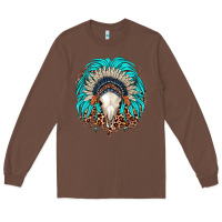 Chestnut bull skull indian headdress Long Sleeve Tee - JahusDesignShop