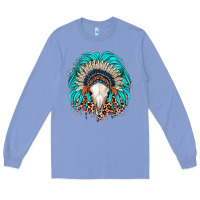 Colony Blue bull skull indian headdress Long Sleeve Tee - JahusDesignShop